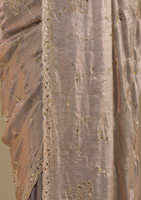 Grey Stonework Tissue Saree