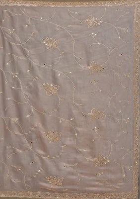 Grey Stonework Tissue Saree