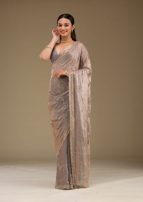 Grey Stonework Tissue Saree