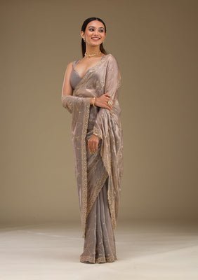 Grey Stonework Tissue Saree