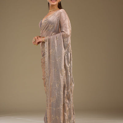 Grey Stonework Tissue Saree