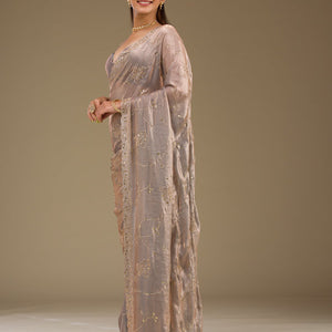 Grey Stonework Tissue Saree