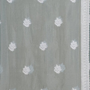 Grey Threadwork Satin Saree