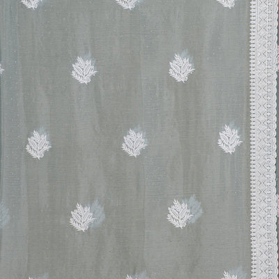 Grey Threadwork Satin Saree