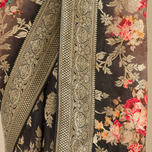 Grey Zariwork Georgette Saree