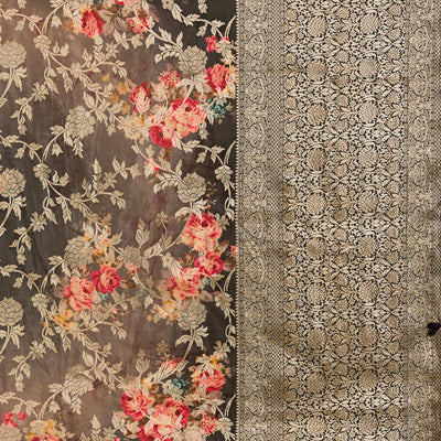 Grey Zariwork Georgette Saree