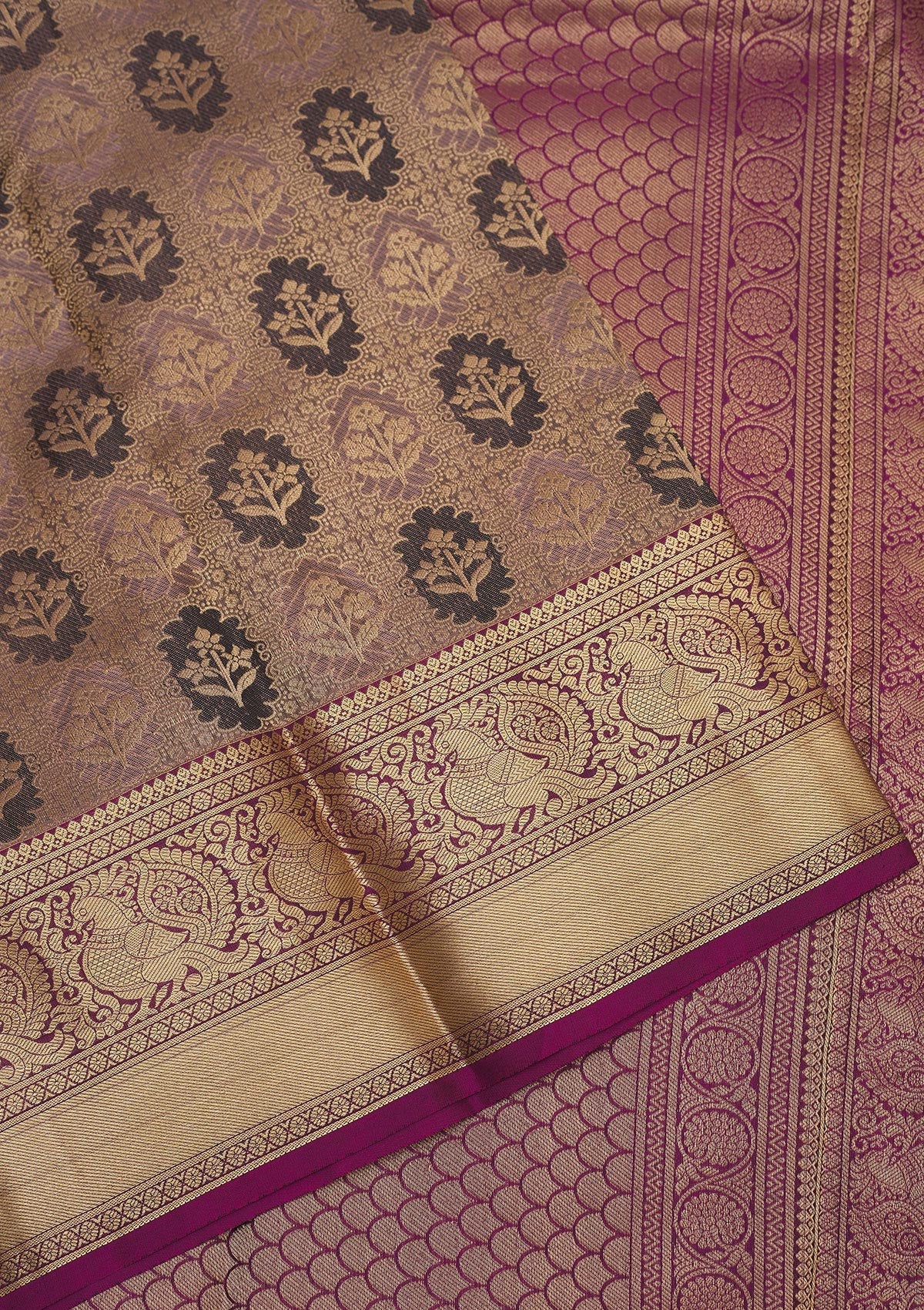 Grey Zariwork Pure Silk Saree