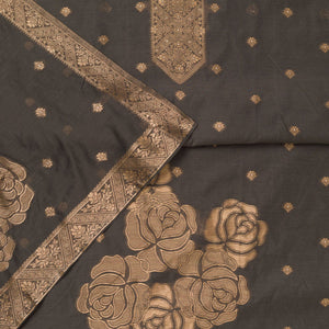 Grey Zariwork Soft Silk Unstitched Salwar Suit