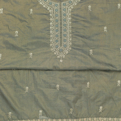 Grey Zariwork Tissue Unstitched Salwar Suit