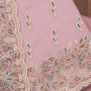 Lavender Chiffon Semi Crepe Unstitched Salwar Suit