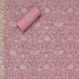 Lavender Chiffon Semi Crepe Unstitched Salwar Suit