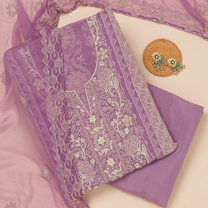 Lavender Chikankari Georgette Unstitched Salwar Suit
