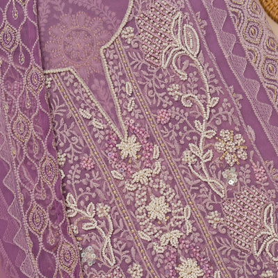 Lavender Chikankari Georgette Unstitched Salwar Suit