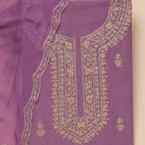 Lavender Cutdana Tissue Unstitched Salwar Suit