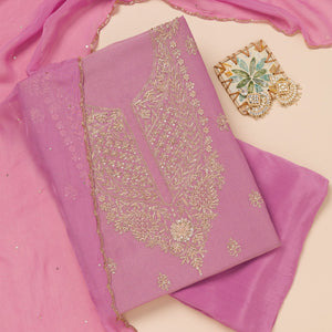 Lavender Cutdana Tissue Unstitched Salwar Suit