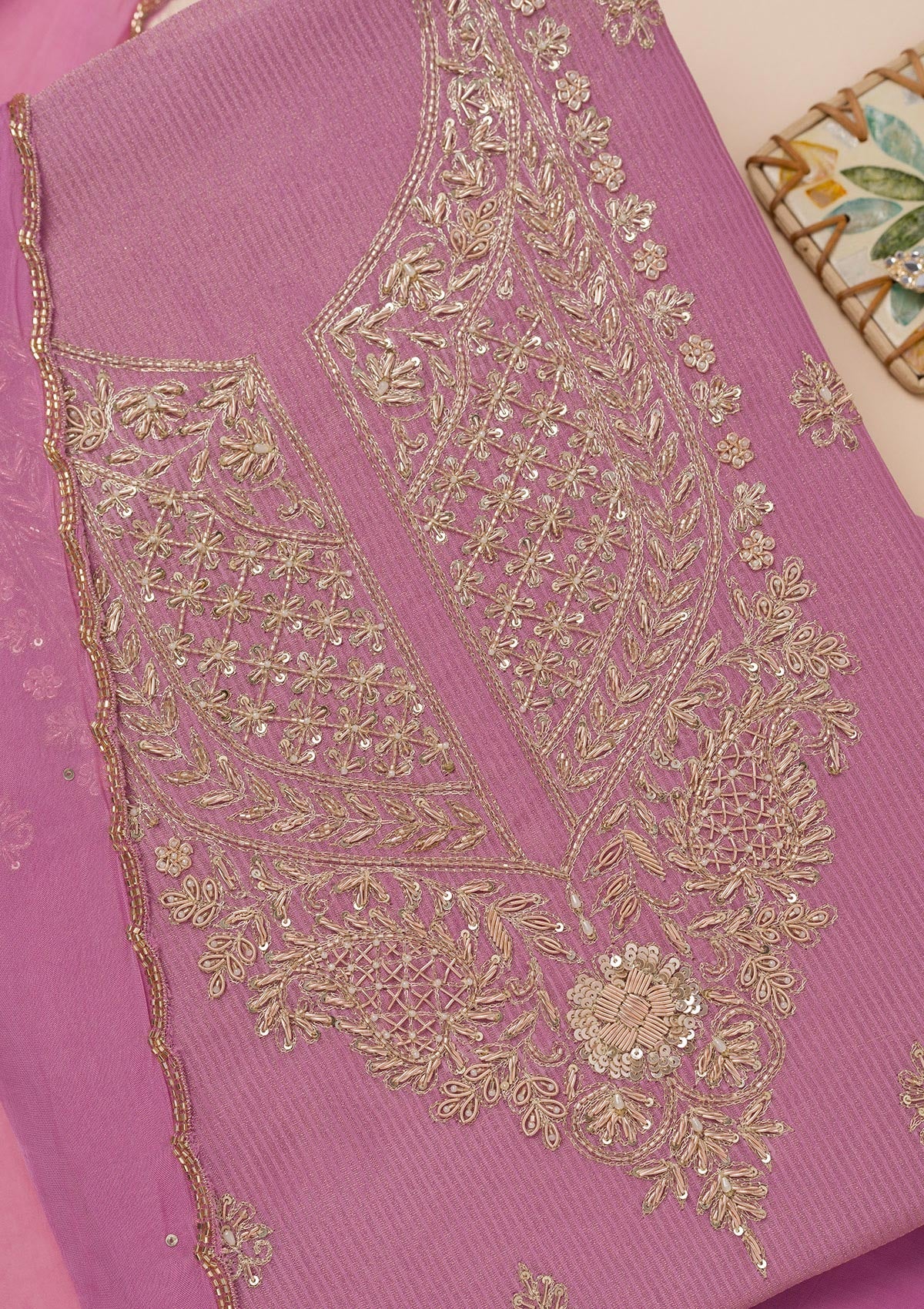 Lavender Cutdana Tissue Unstitched Salwar Suit