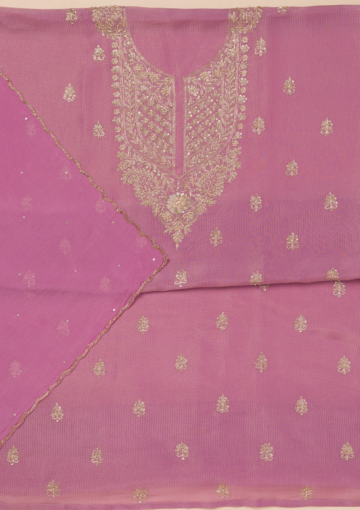 Lavender Cutdana Tissue Unstitched Salwar Suit