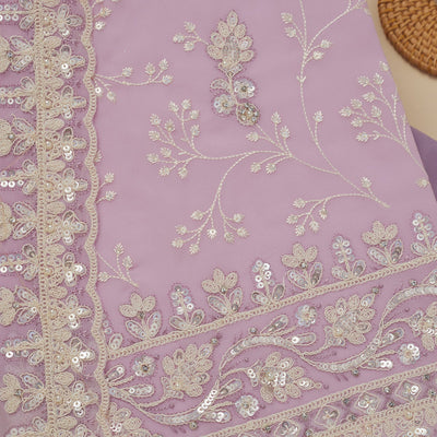 Lavender Sequins Georgette Unstitched Salwar Suit