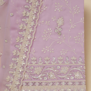 Lavender Sequins Georgette Unstitched Salwar Suit