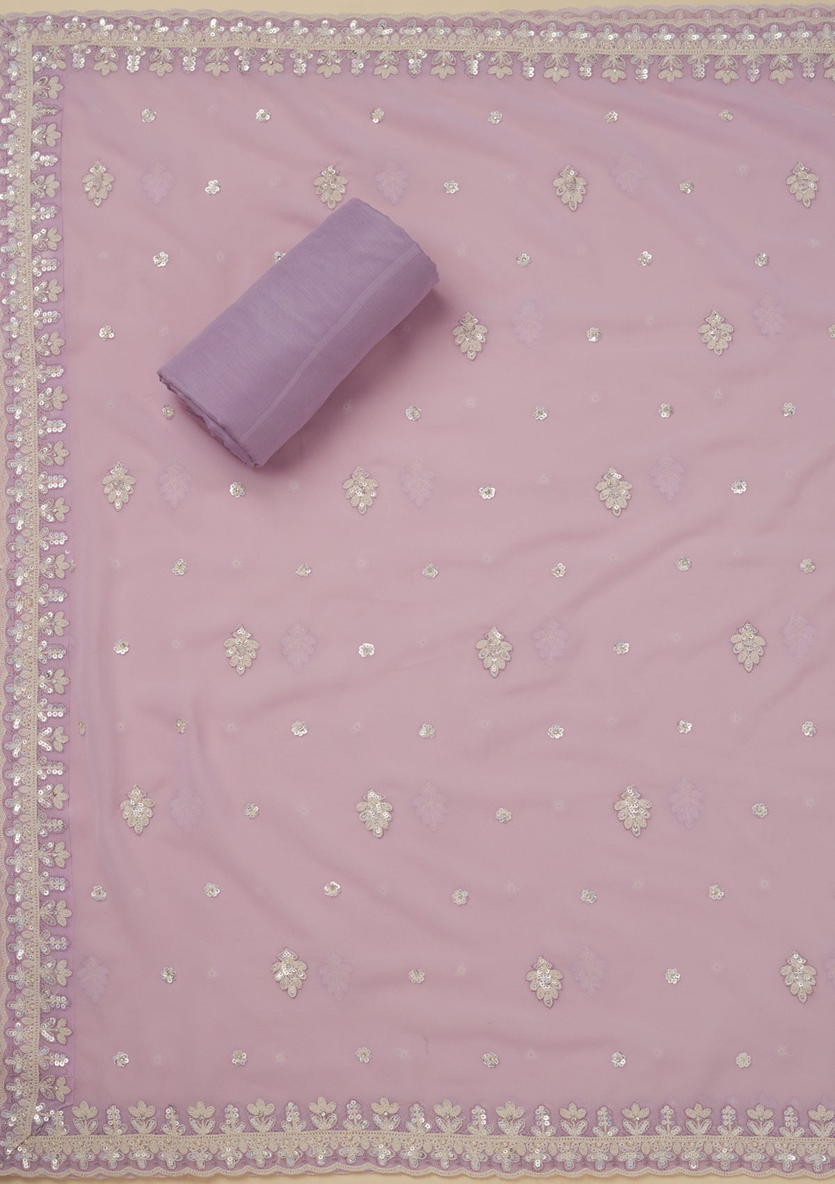 Lavender Sequins Georgette Unstitched Salwar Suit