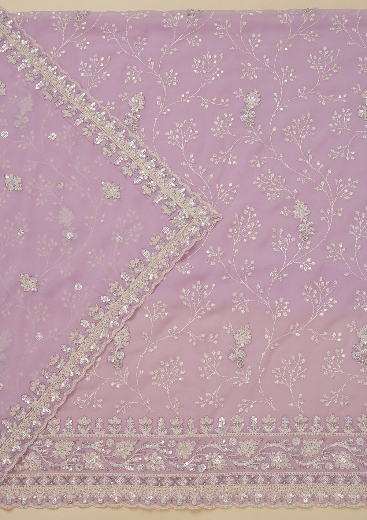 Lavender Sequins Georgette Unstitched Salwar Suit