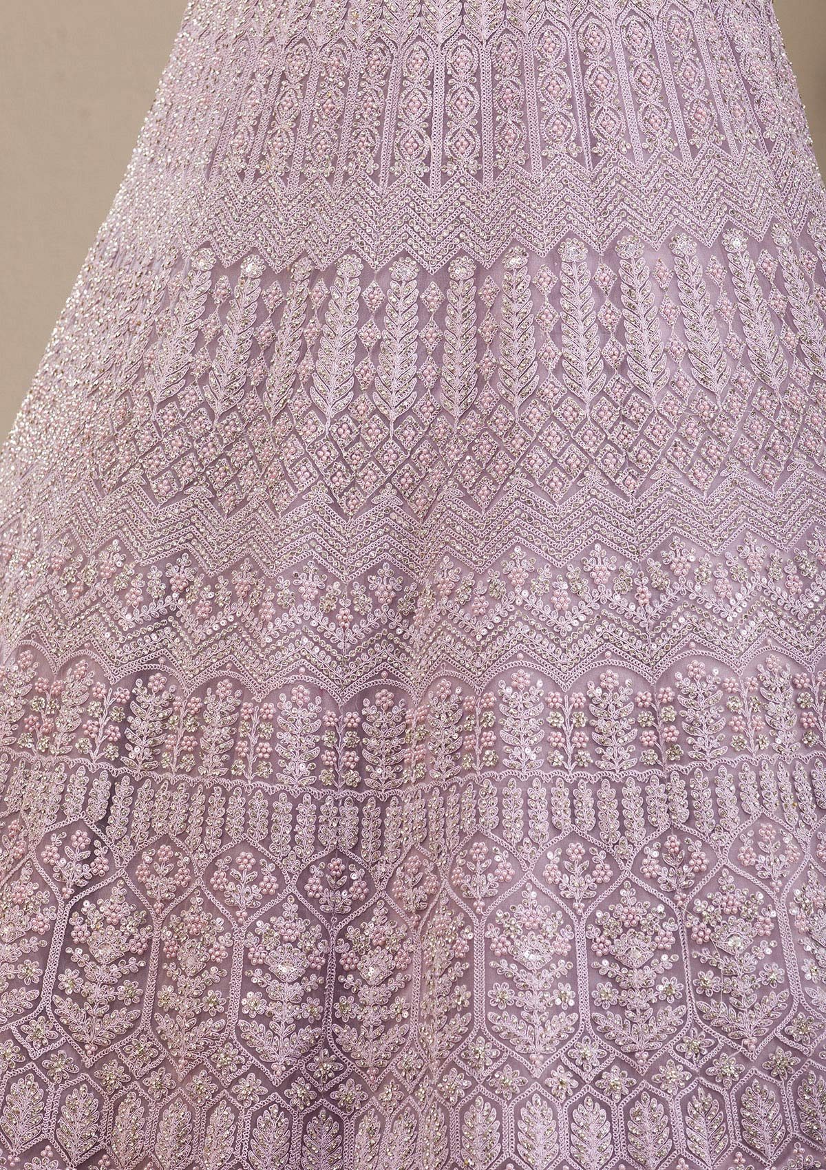 Lavender Silver Stonework Net Readymade Lehenga