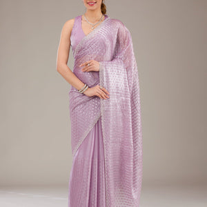 Lavender Stonework Georgette Saree