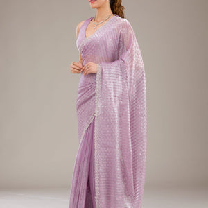 Lavender Stonework Georgette Saree