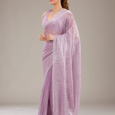 Lavender Stonework Georgette Saree