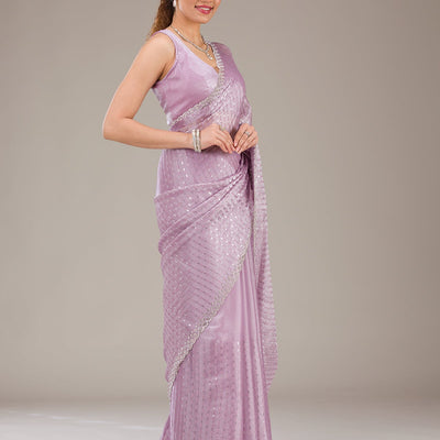 Lavender Stonework Georgette Saree