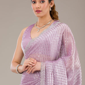 Lavender Stonework Georgette Saree