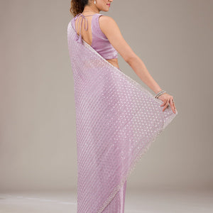 Lavender Stonework Georgette Saree