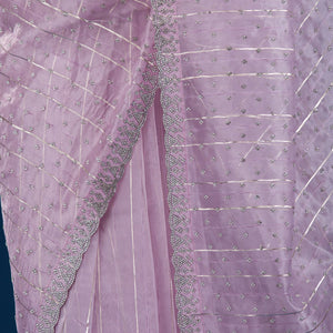 Lavender Stonework Tissue Saree
