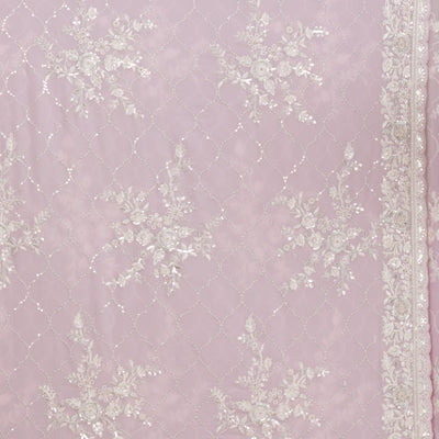 Lavender Threadwork Chiffon Saree