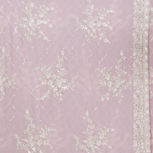 Lavender Threadwork Chiffon Saree