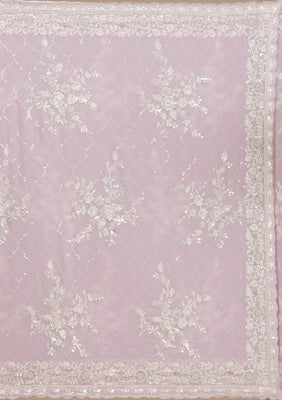 Lavender Threadwork Chiffon Saree