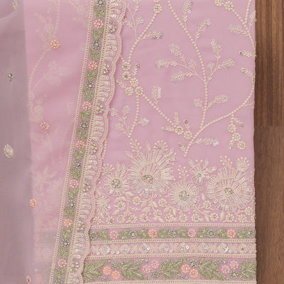 Pink Sequins Georgette Unstitched Salwar Suit