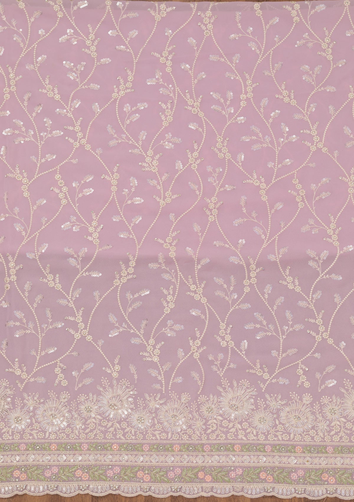 Pink Sequins Georgette Unstitched Salwar Suit