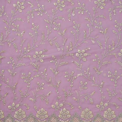 Lavender Threadwork Georgette Unstitched Salwar Suit