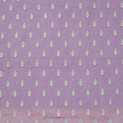 Lavender Threadwork Organza Unstitched Salwar Suit
