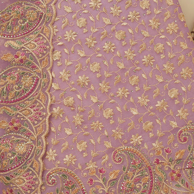 Lavender Threadwork Organza Unstitched Salwar Suit