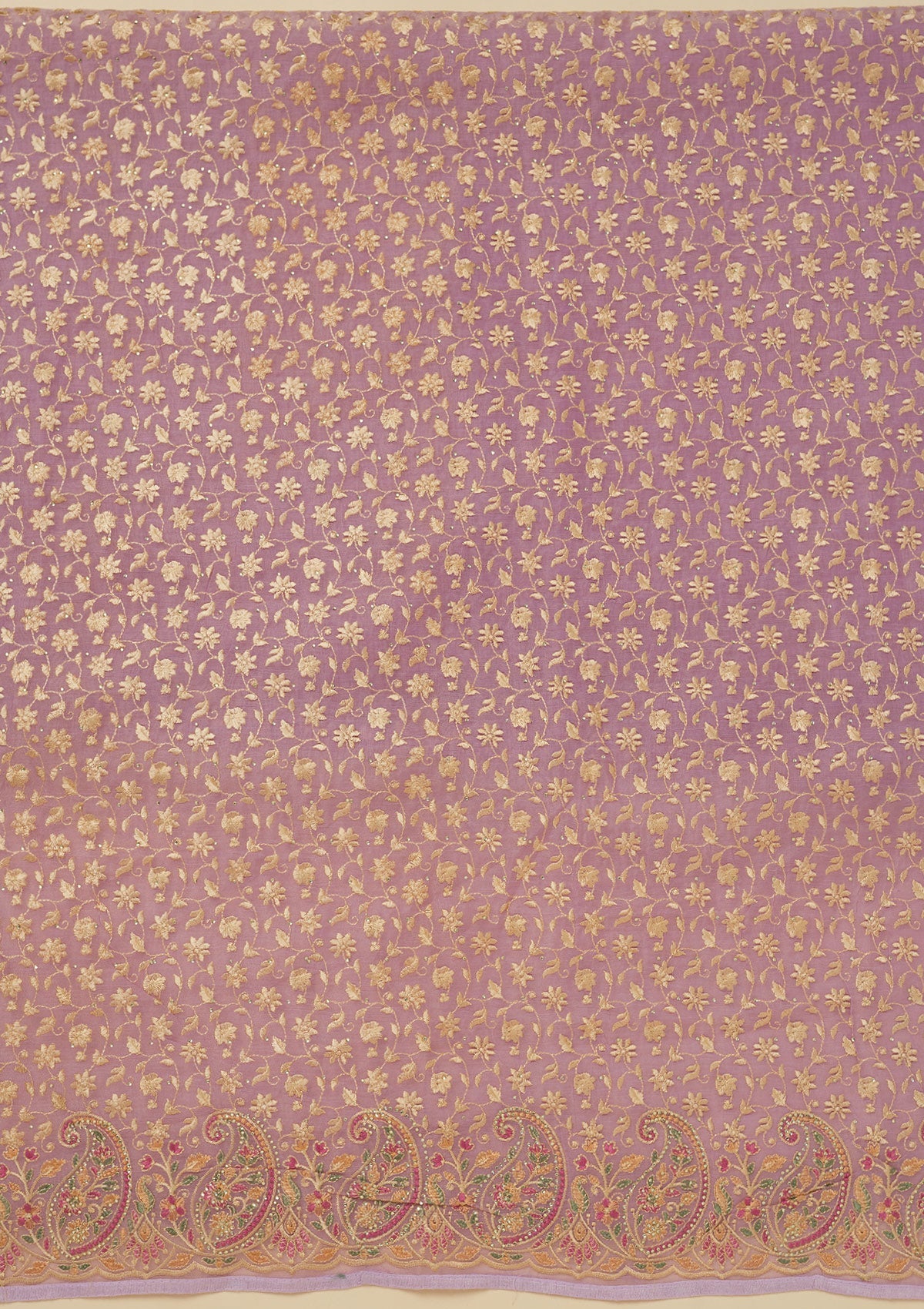 Lavender Threadwork Organza Unstitched Salwar Suit