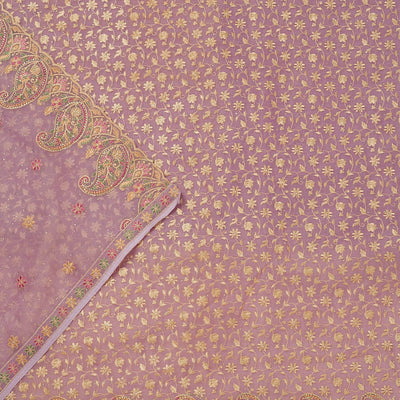 Lavender Threadwork Organza Unstitched Salwar Suit