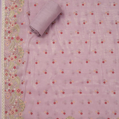 Lavender Threadwork Tissue Unstitched Salwar Suit