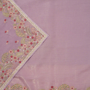 Lavender Threadwork Tissue Unstitched Salwar Suit