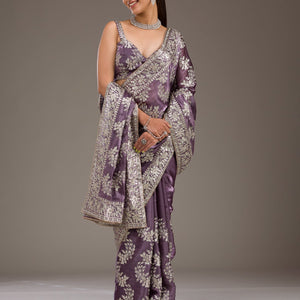 Lavender Threadwork Tissue Saree