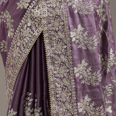 Lavender Threadwork Tissue Saree