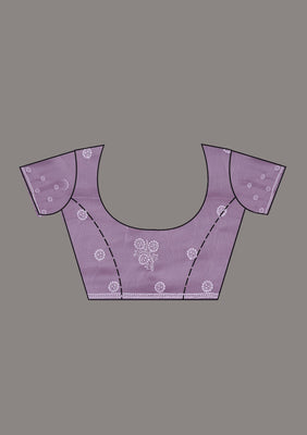 Lavender Threadwork Tissue Saree