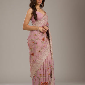 Lavender Threadwork Tissue Saree