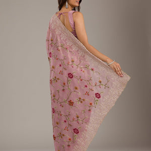 Lavender Threadwork Tissue Saree